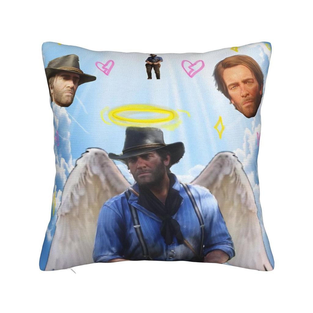 Gaming RDR2 Arthur Morgan Square Pillow Cases US West Cowboy Cushion Covers Awesome Zipper Decorative Pillowcover for Home 18"
