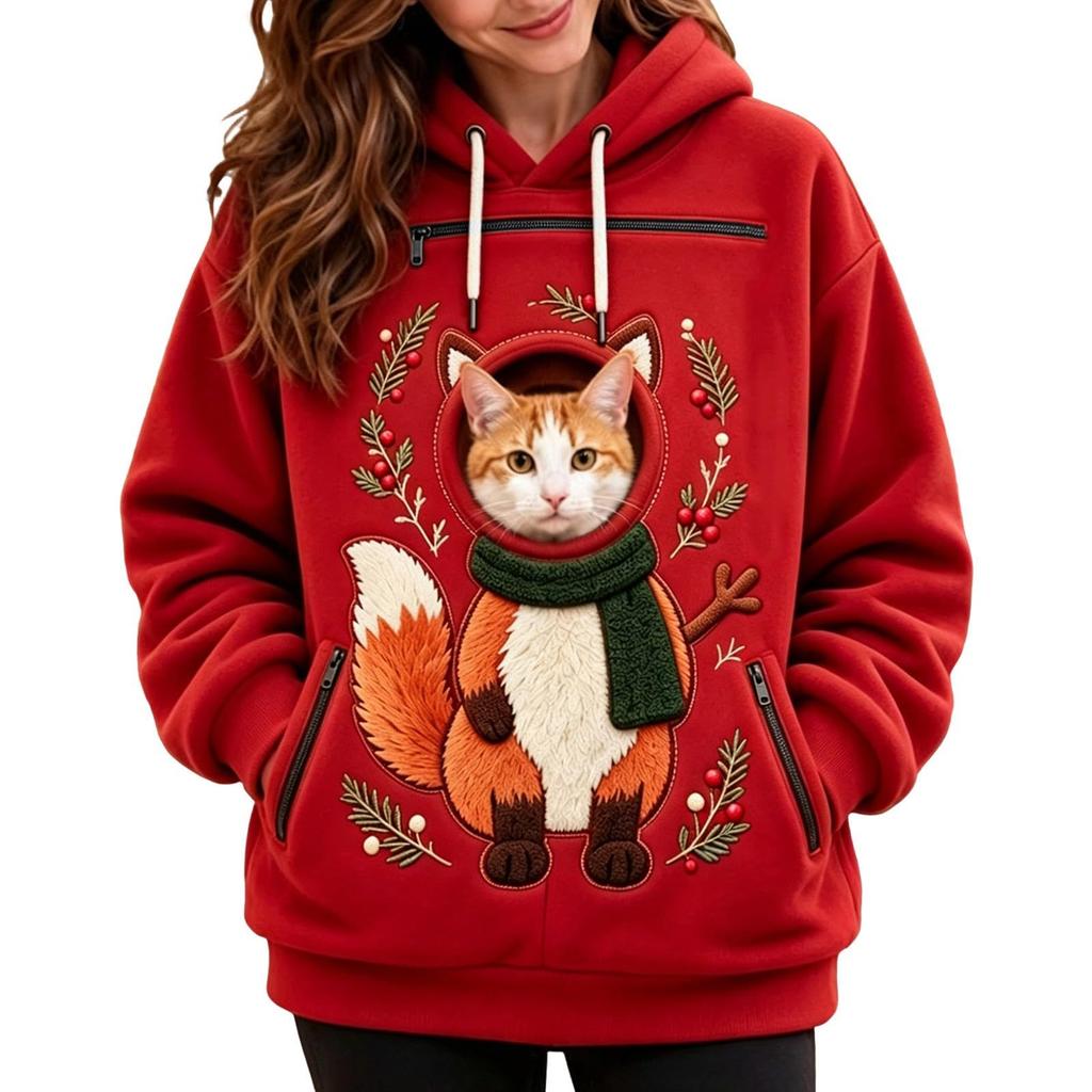 Unisex Long Sleeve Pet Dog Pocket Sweatshirt Hoodie Loose Casual Warm Pullover for Men and Women