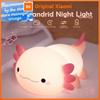 Bonita luz nocturna de ajolote de silicona para guardería, lámpara de dormir con control táctil, lámpara de mesa recargable por USB para bebés y niños.