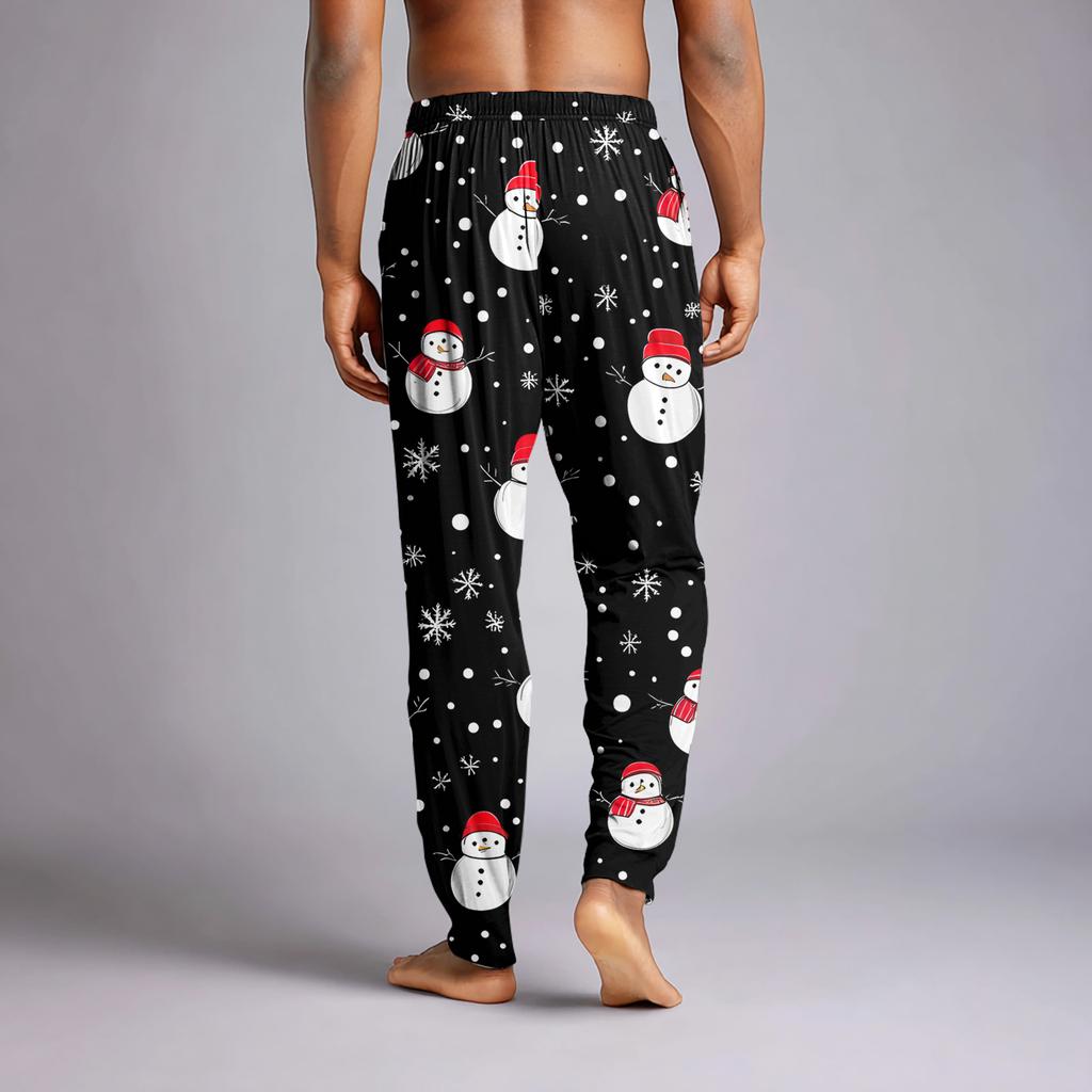 Męskie spodnie dresowe ze ściągaczem, kieszeniami i mankietami, spodnie domowe do spania