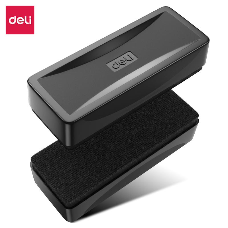 Deli whiteboard eraser magnetic absorbable plastic tape magnetic velvet cloth board eraser blackboard eraser office supplies чёрный