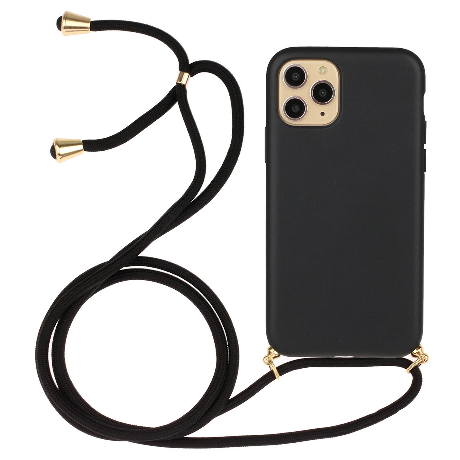 

For iPhone 16 Pro Case with Lanyard Wheat Straw+TPU Phone Cover Biodegradable Recyclable Black