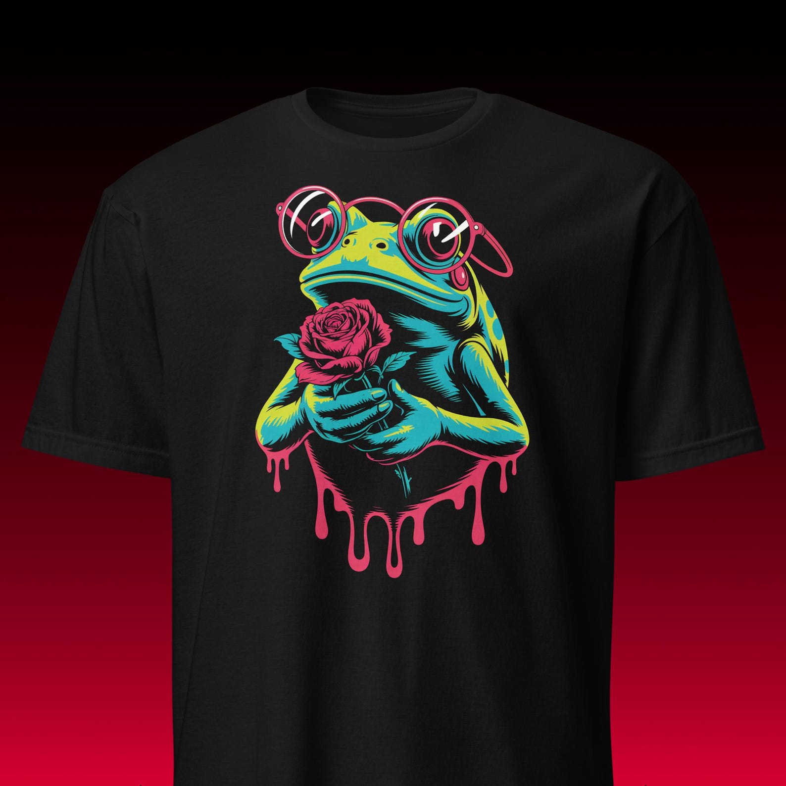 T-Shirt Frog Aesthetic | Psychedelic Art Tee | Trippy Toad Rose Vibe S