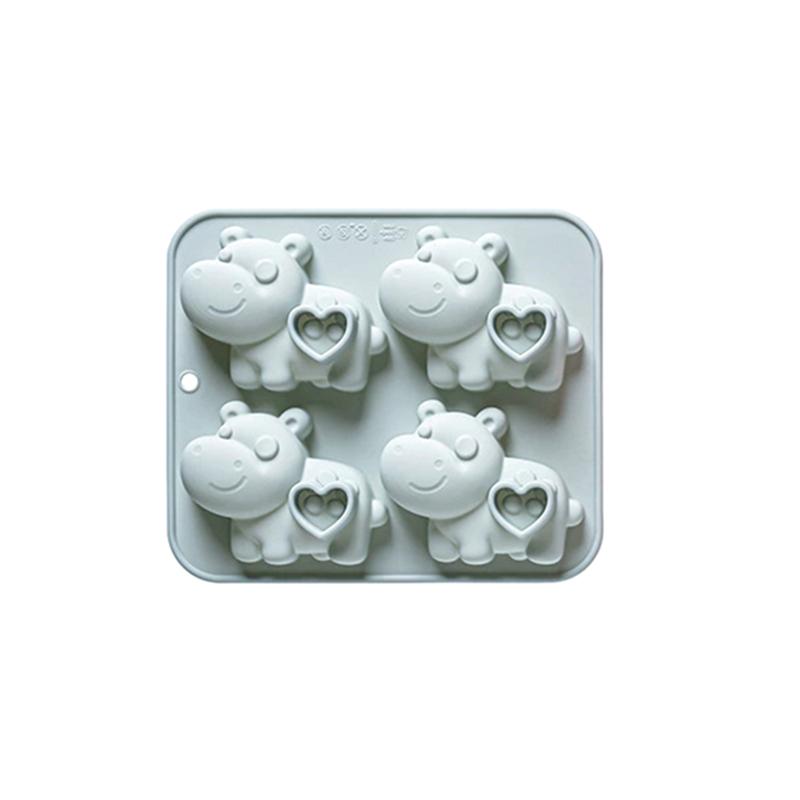 

Hippo Silicone Molds, 4-Cavity Baking Tray With Heart Design For Chocolate, Candy, Ice Cube, Jello синий