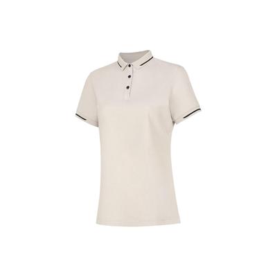 Li Ning Solid Color Moisture Wicking Quick Dry Breathable Polo Shirt Women Tops Oatmeal-Gray APLU206-3