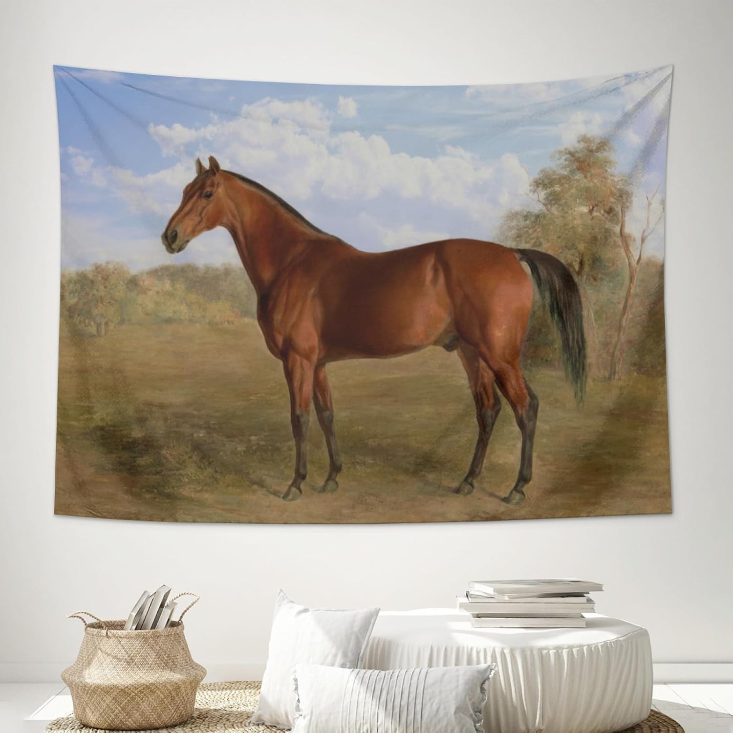 

Vintage Horse Tapestry Wild Horses Tapestry Wall Hanging Farm Animal Horse Running Western Landscape Tapestries for Bedroom 74x94cm(29x37in)