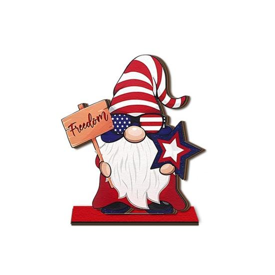 Independence Day Wooden Table Sign, Patriotic Statue of Liberty Gnome Star Freedom Decor, Table Centerpiece for Holiday Party, Fourth of