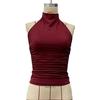 2025 Summer Women's Halterneck Backless Tank Top: European & American Fashion, Solid Color, Slimming, Sexy & Sleeveless