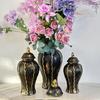 Ceramic Flower Vase with Lid for Display and Storage in Living Room or Office