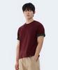 GHOST REPUBLIC Crop Stripe Color Block Roll-Up Short Sleeve T-Shirt Gt-392_Burgundy
