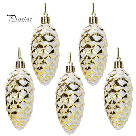 

5 шт., рождественский пластиковый орнамент из сосновой шишки, красочный блестящий блестящий кулон из сосновой шишки для праздничной вечеринки, макет сцены, рождественская елка, подвесное украшение золотистый