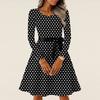 Women's Casual Fashion Long Sleeve  Vintage Long Dresses