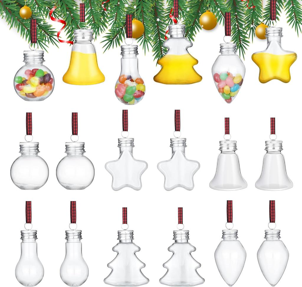 1Pc Clear Plastic Christmas Ball Bottle Filled Ornament Xmas Tree Hanging Pendant Xmas Party Home Decor Gift for Drink Juice