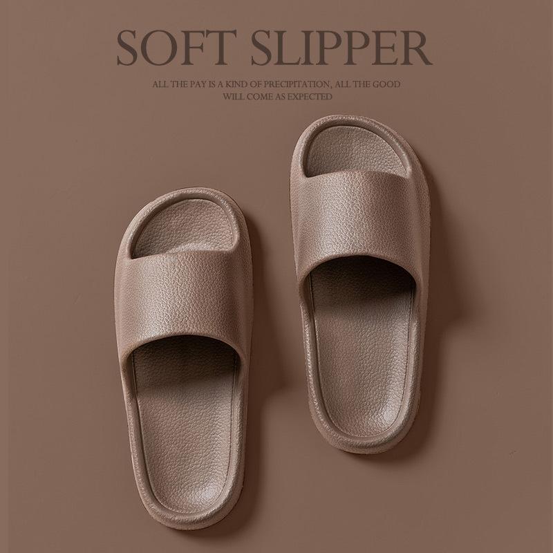 Leather pattern cool slippers thick bottom men's and women's home non-slip bathroom non-smelly feet home indoor summer