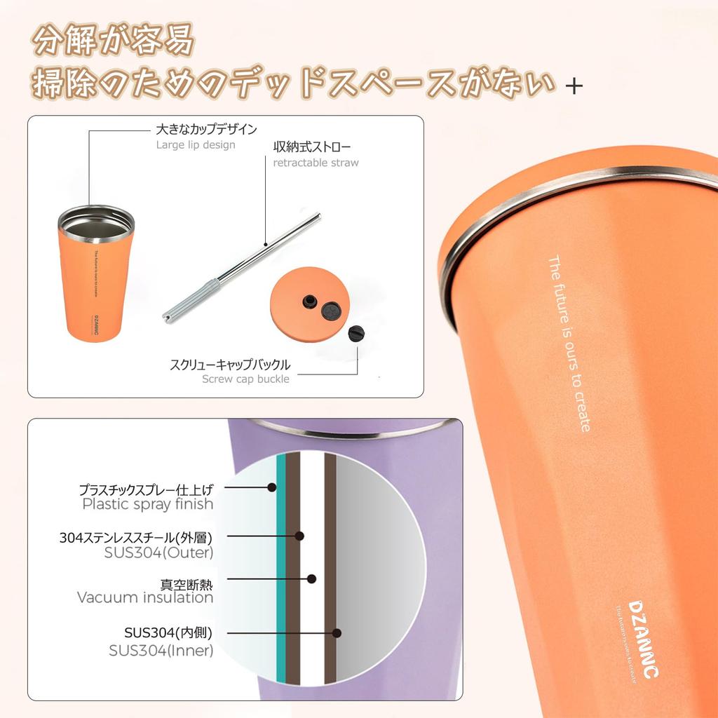 DZANNC Tumbler with Coffee Large Capacity Tumbler with Cup with Stainless Steel Stylish Coffee Water Vacuum Portable Tumbler with Lid Straw, Lid,