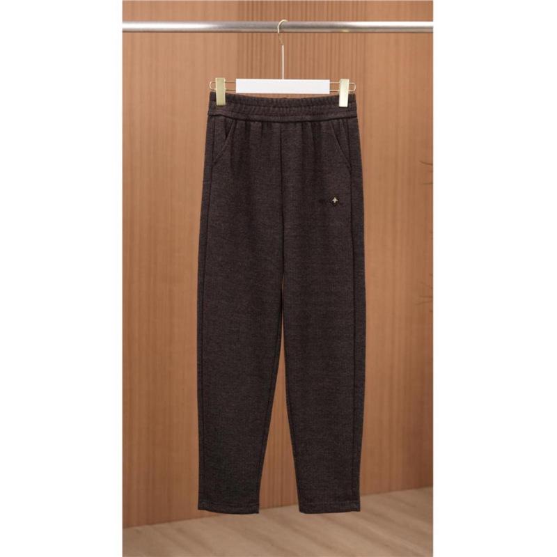 Fashionable High Waist Fleece-Lined Knit Pants - Autumn Winter Casual Chic