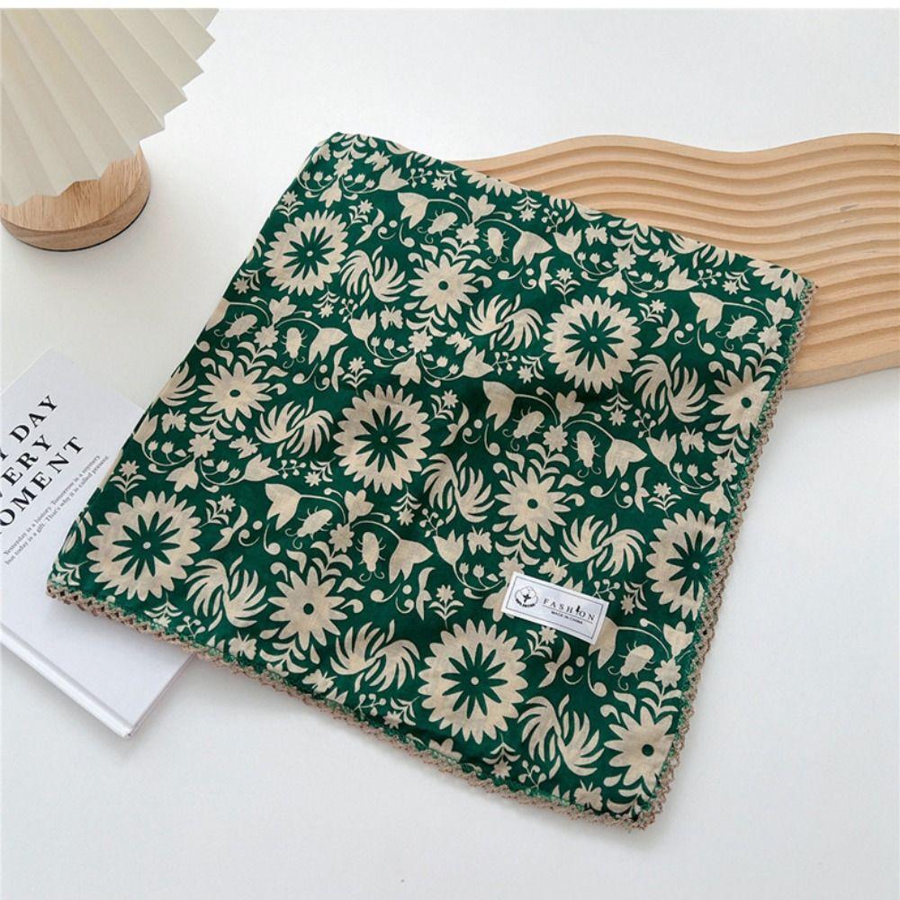 Floral Cotton Linen Print Scarves Scarf Hair Band Square Handkerchief Small Square Scarf Beach