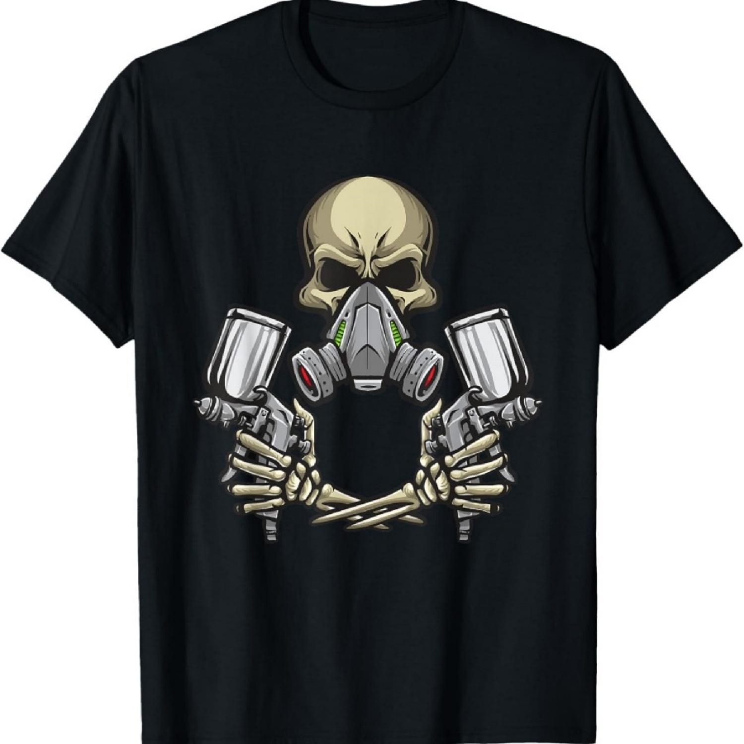 Автомаляр Череп Пульверизатор Автомобильный Маляр Футболка XXXXXL чёрный