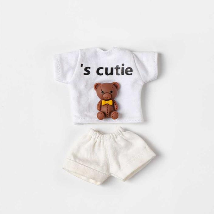 OB11 Puppenkleidung Niedliches Bären-Hasen-Set Kragen Kurzarm-Shorts Mantel für Obitsu11, GSC, YMY, 1/12bjd Kleidung Zubehör