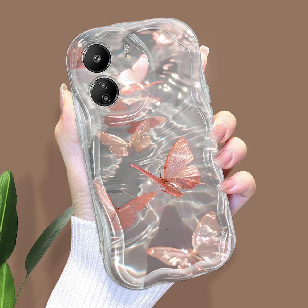 Aranyos rajzfilm mintás krém textúrájú ház Hullámos szélű puha szilikon borítós telefontok Xiaomi Redmihez