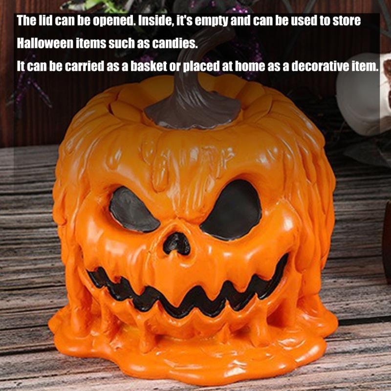  Compact Halloween Pumpkin Figurine Waterproof Resin Decoration For Home Garden Party Decors Storage Friendly