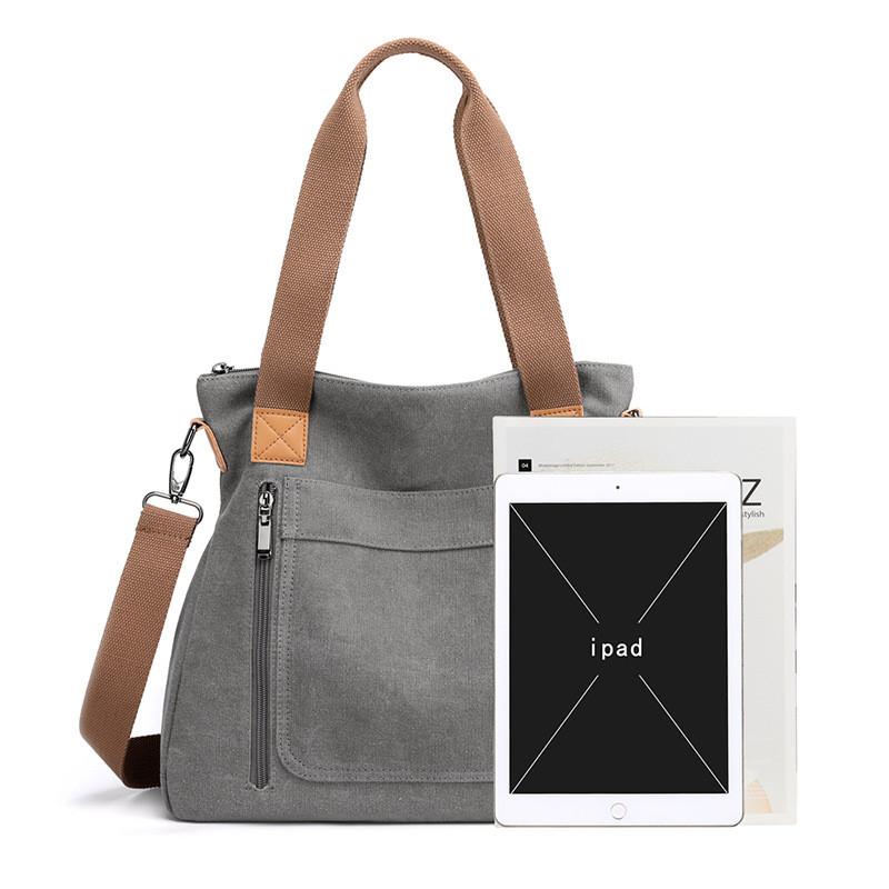 Canvas Tote Bag For Women With Large Capacity And Zipper Closure For Daily Use