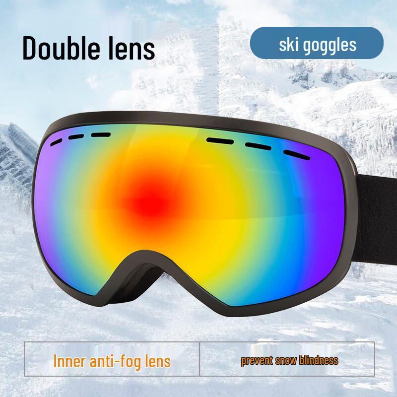 Longchan Unisex Double-Layer Anti-Fog UV Ski Goggles