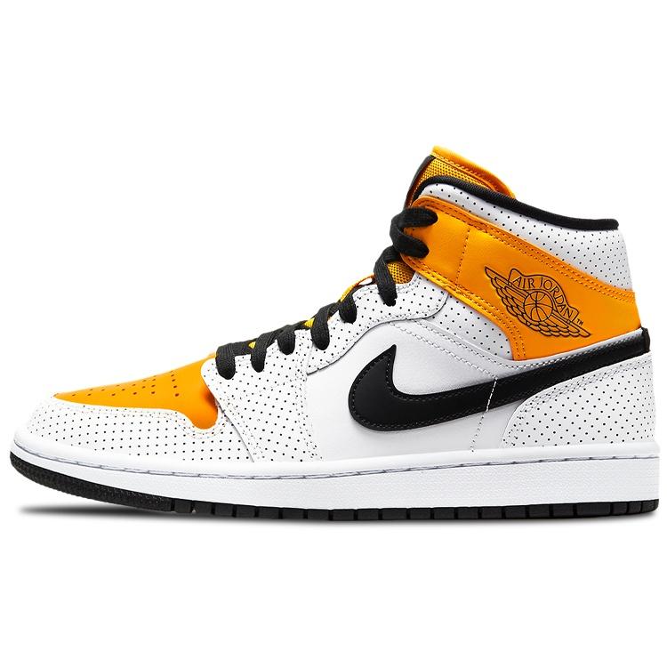 (WMNS) Air Jordan 1 Mid  Perforated - White University Gold  Women s BQ6472-107 EU 36.5