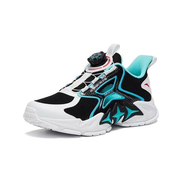 Anta Honghu 2.0 PU Non-Slip Wear-Resistant Kids Casual Shoes Kids Casual Shoes Black White Green A312326992-1