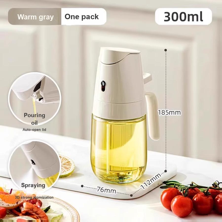 2 Pcs Oil Bottle Sprayer, 2-in-1 Pouring and Spraying Food Grade Kitchen Oil Can, Leak-Proof Glass Tank