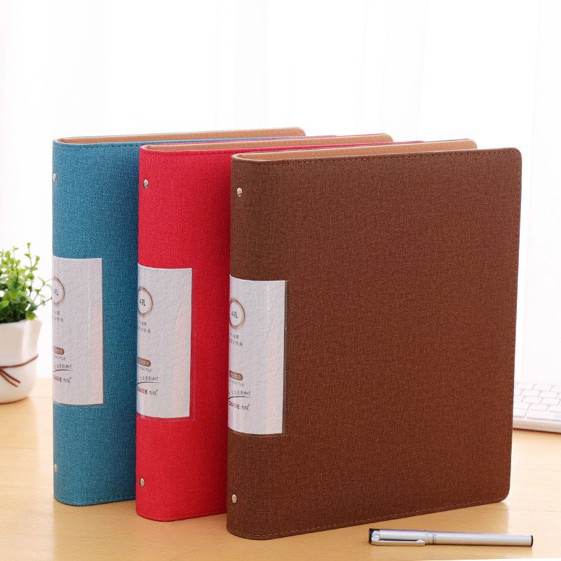Large Capacity Leather Perforated Loose-Leaf Contract Folder
