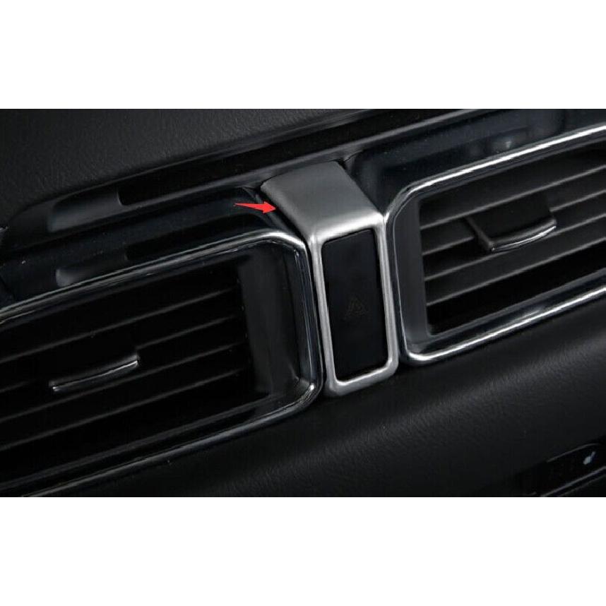 For Mazda CX-5 2017-2024 Matte SilverEmergency Light Switch Panel Frame Trim 1PC