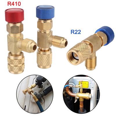 Air Conditioning Repair and Fluoride R22 R410 AC Valve Filler Joint Safety Adapter 1/4 " Air Conditioning Refrigerant Valve 1pc