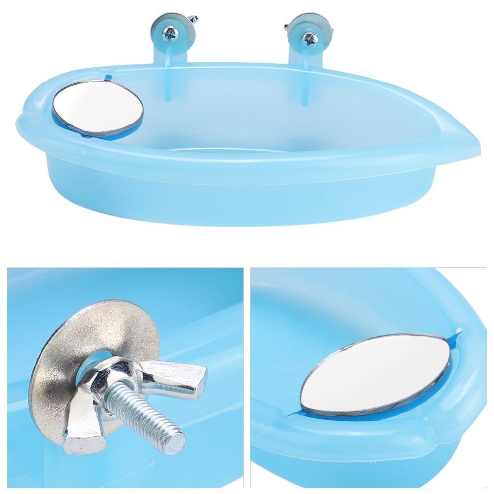 Mirror Design Bird Bath Box Easy To Clean Parrot Bathtub Toy Cute Bird Bathing Tub  Budgie Cage Use