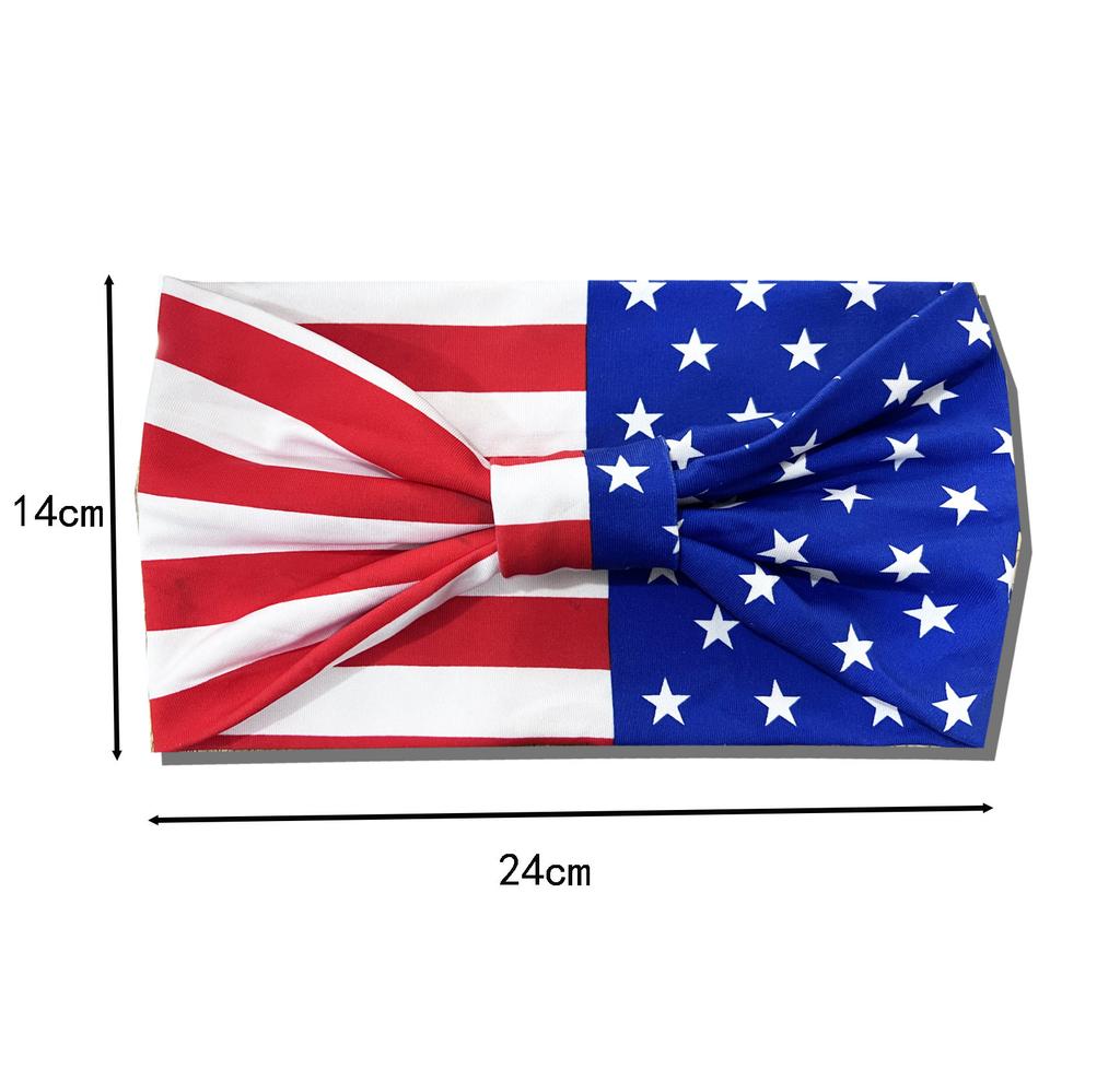 American Flag Independence Day Headband Sporty Elastic Headband, Women's Fashionable Crisscross Wide Headband Hair Accessory