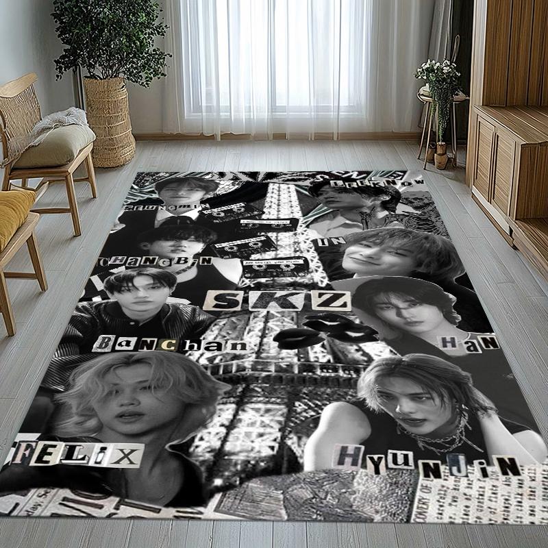 HD Stray Kids Kpop Star Living Room Non-Slip Area Rug Soft Carpet for Bedroom Kids Playroom Sofa,Home Decor Doormat Gift