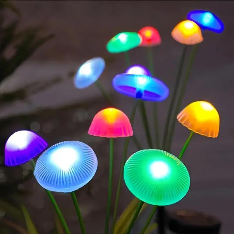 Solar Jellyfish Fiber Optic Garden Light - Outdoor Courtyard and Balcony Decoration Mushroom Ground Plug Lawn Lamp