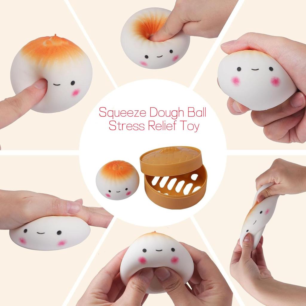 Squishy Dumpling Stress Ball For Kids Adults Squeeze Dough Ball Stress Relief Toy Stretchy Fidget Sensory Toys For Adhd