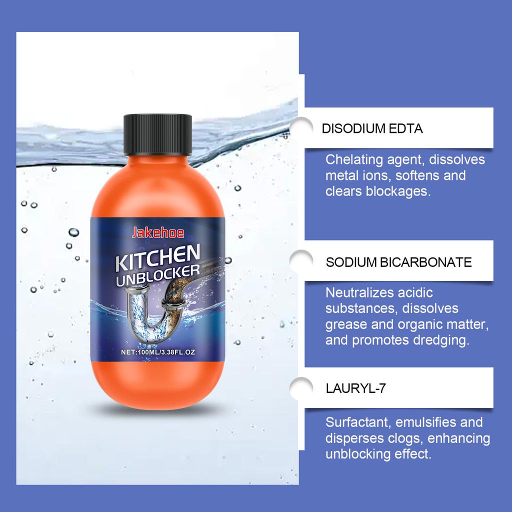 Avloppsrensare för köksvask, badrumsrör, propplösare, 100 ml snabbverkande avloppsöppnare, flytande hårfett, hårdvattenavlagringar