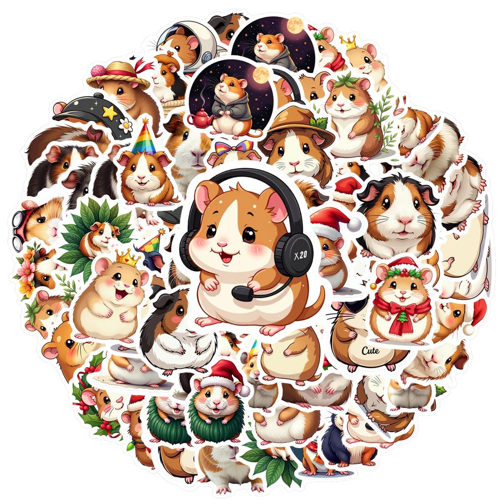 35pcs Hamster Stickers Laptop Scrapbook Decoration Graffiti Decals Skateboard Laptop Waterproof Sticker Pack Stationery
