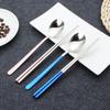 18/10 Korean Stainless Steel Food Chopsticks Spoon Set Long Handle Non-slip Chopsticks Dessert Spoons Dinnerware Set