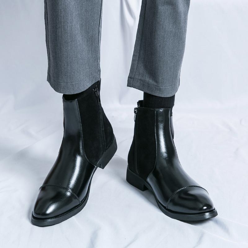 Fashion Business men's short boots Minimalist autumn and winter styles Outdoor street DRESS Daily office or work 38-46 leather shoes