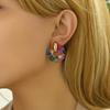 Acrylic Round Acetate Fiber Stud Earrings, Creative & Elegant Style