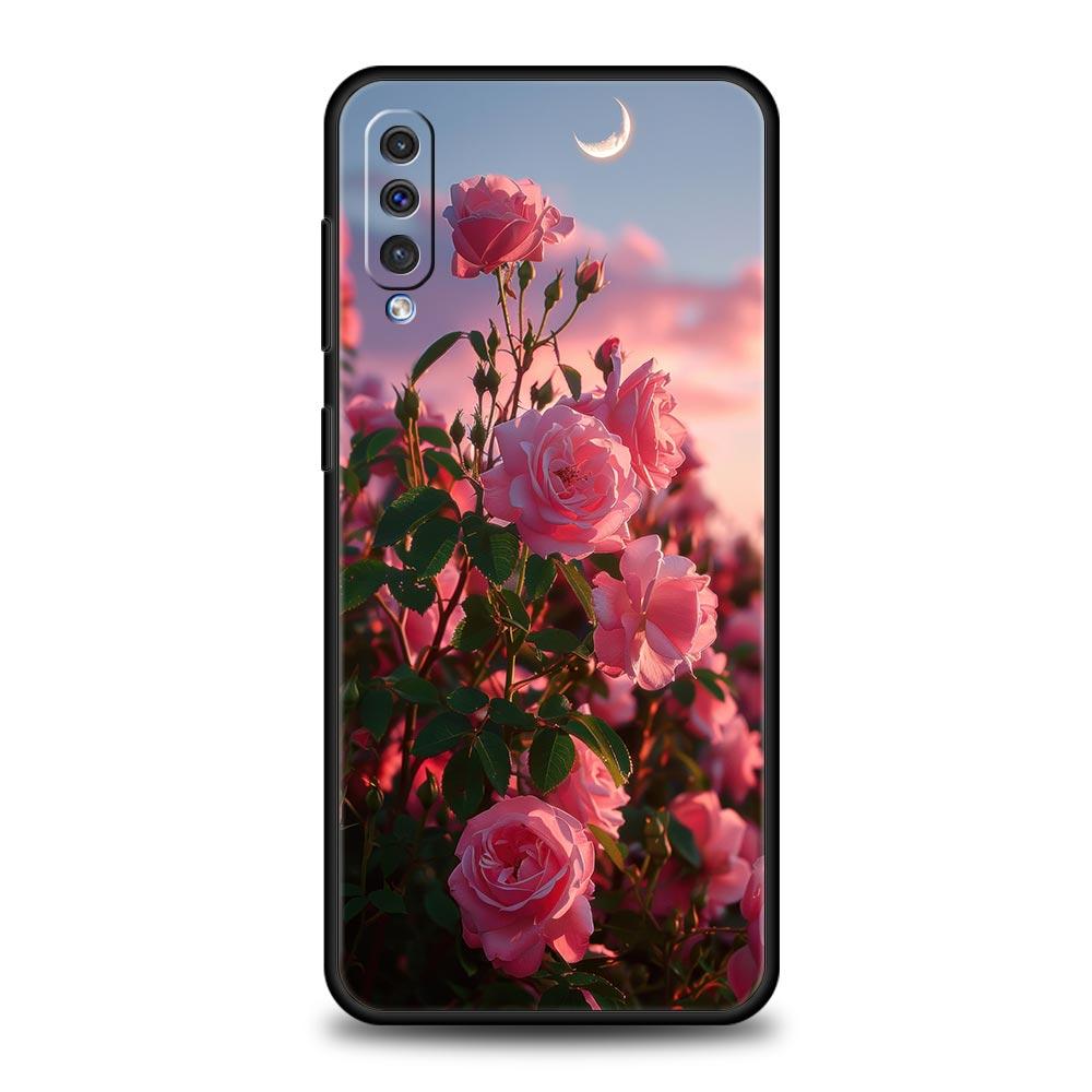 Case For Samsung A24 A12 A14 A32 A50 A70 A20E A20S A10S A22 A40 A34 A54 A42 A52 5G A02S A04s Cover Beautiful Red Rose Flowers