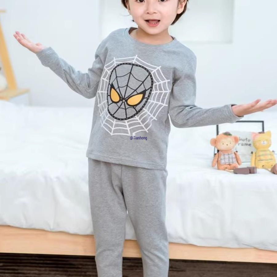 Boys' Spiderman Fleece Pajama Set - Warm Winter Long Johns & Cozy Autumn Homewear