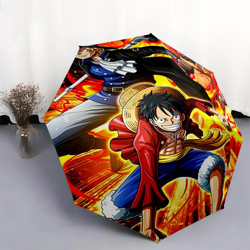 1 PC Automatic Folding Umbrella - Monkey D Luffy Pattern Portable Foldable Design With 8 Ribs Christmas Birthday Gifts