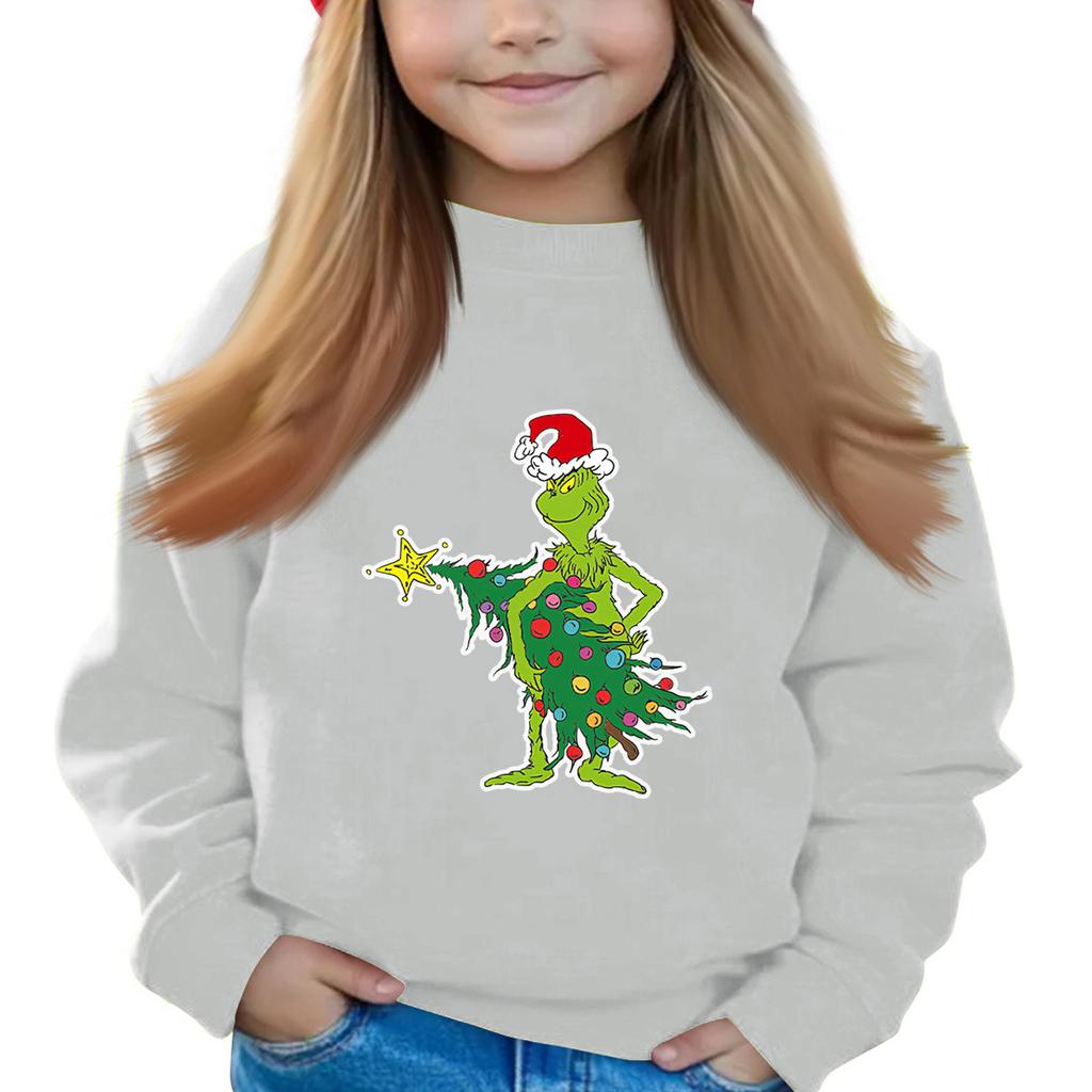 Christmas Day Girls Round Neck Pullovers For Kids Printed Baby Tops