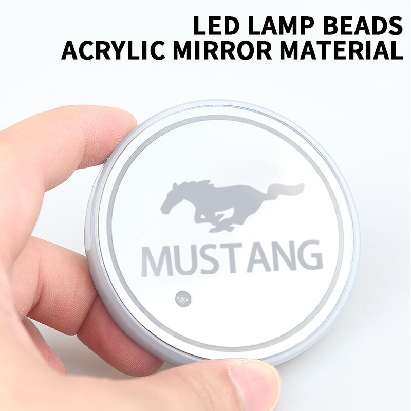 TQ0121/2PCS Led Car Logo Cup Light UBS Car Atmosphere Lamp Colorful Water Coaster For Ford Mustang GT SHELBY Auto Accessories