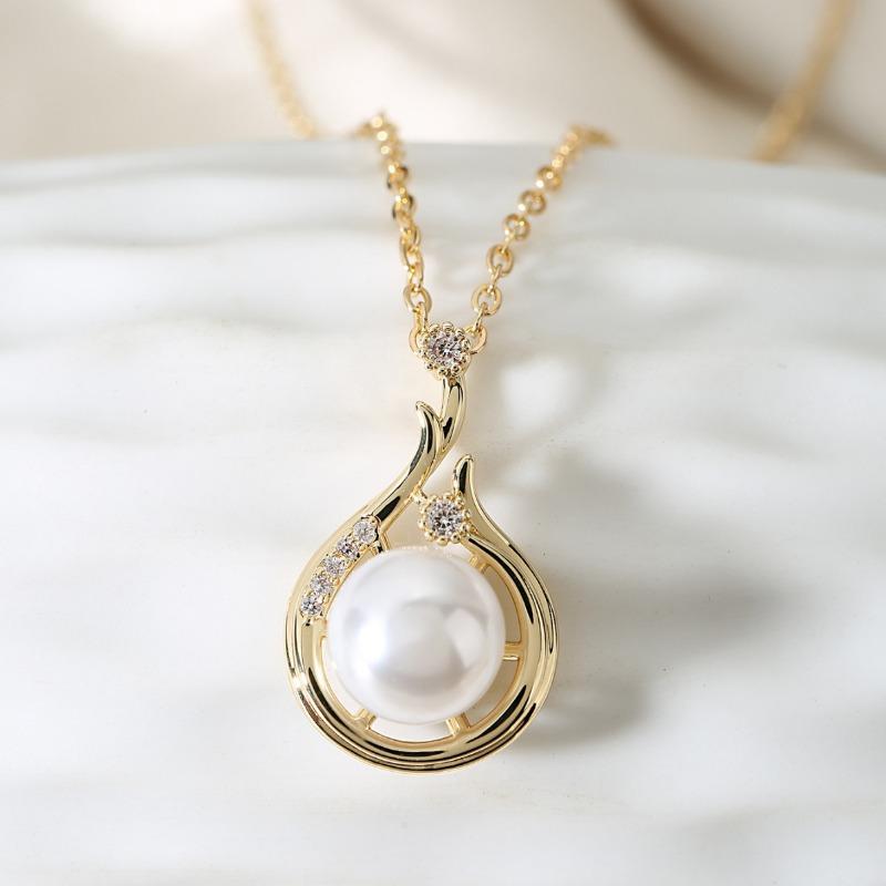 Imitation Pearl Fashion Simple Women's Pendant Necklace High-end Niche Design Round Clavicle