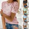Summer New Wish Loose Casual Floral Trim Hollow Out Short Sleeve T-Shirt Women's Clothing